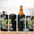 Hawaii Aloha Tropical Leaves and Flower 4 in 1 Can Cooler Tumbler with Polynesian Art Tattoo Black Color - Polynesian Pride