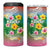 Hawaii Aloha Tropical Leaves and Flower 4 in 1 Can Cooler Tumbler with Polynesian Art Tattoo Rainbow Color - Polynesian Pride