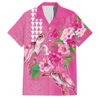 Hawaii Aloha Turtle Hibiscus and Leaves Family Matching Long Sleeve Bodycon Dress and Hawaiian Shirt with Polynesian and Kakau Tattoos Rose Color - Polynesian Pride