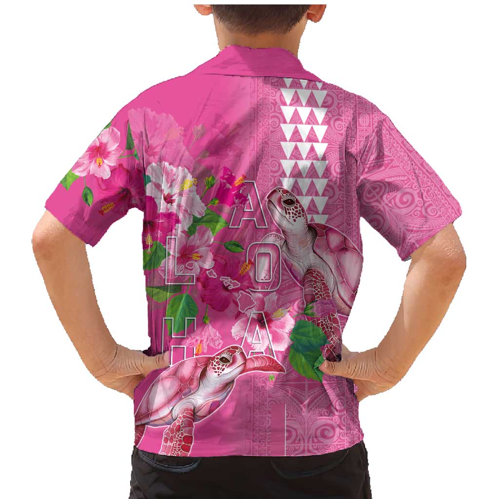 Hawaii Aloha Turtle Hibiscus and Leaves Family Matching Mermaid Dress and Hawaiian Shirt with Polynesian and Kakau Tattoos Rose Color - Polynesian Pride