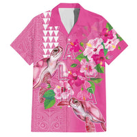 Hawaii Aloha Turtle Hibiscus and Leaves Hawaiian Shirt with Polynesian and Kakau Tattoos Rose Color - Polynesian Pride