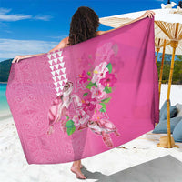 Hawaii Aloha Turtle Hibiscus and Leaves Sarong with Polynesian and Kakau Tattoos Rose Color LT03 One Size 44 x 66 inches Pink - Polynesian Pride