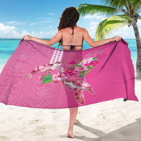 Hawaii Aloha Turtle Hibiscus and Leaves Sarong with Polynesian and Kakau Tattoos Rose Color LT03 - Polynesian Pride