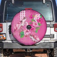 Hawaii Aloha Turtle Hibiscus and Leaves Spare Tire Cover with Polynesian and Kakau Tattoos Rose Color - Polynesian Pride