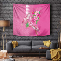Hawaii Aloha Turtle Hibiscus and Leaves Tapestry with Polynesian and Kakau Tattoos Rose Color - Polynesian Pride
