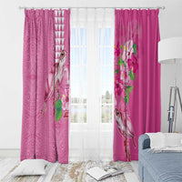 Hawaii Aloha Turtle Hibiscus and Leaves Window Curtain with Polynesian and Kakau Tattoos Rose Color - Polynesian Pride