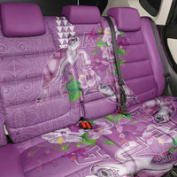 Hawaii Aloha Turtle Hibiscus and Leaves Back Car Seat Cover with Polynesian and Kakau Tattoos Lilac Color - Polynesian Pride