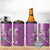 Hawaii Aloha Turtle Hibiscus and Leaves 4 in 1 Can Cooler Tumbler with Polynesian and Kakau Tattoos Lilac Color - Polynesian Pride