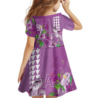 Hawaii Aloha Turtle Hibiscus and Leaves Family Matching Mermaid Dress and Hawaiian Shirt with Polynesian and Kakau Tattoos Lilac Color - Polynesian Pride