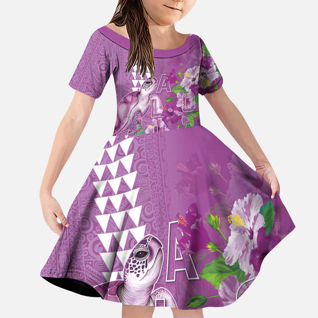 Hawaii Aloha Turtle Hibiscus and Leaves Family Matching Puletasi and Hawaiian Shirt with Polynesian and Kakau Tattoos Lilac Color - Polynesian Pride