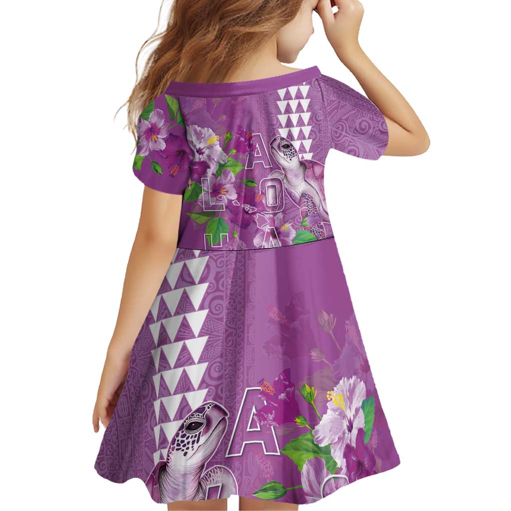 Hawaii Aloha Turtle Hibiscus and Leaves Family Matching Puletasi and Hawaiian Shirt with Polynesian and Kakau Tattoos Lilac Color - Polynesian Pride
