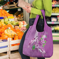 Hawaii Aloha Turtle Hibiscus and Leaves Grocery Bag with Polynesian and Kakau Tattoos Lilac Color - Polynesian Pride