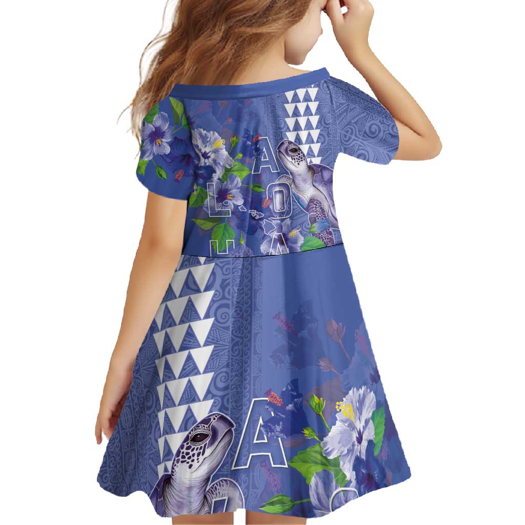 Hawaii Aloha Turtle Hibiscus and Leaves Family Matching Mermaid Dress and Hawaiian Shirt with Polynesian and Kakau Tattoos Denim Color - Polynesian Pride