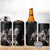 Hawaii Aloha Turtle Hibiscus and Leaves 4 in 1 Can Cooler Tumbler with Polynesian and Kakau Tattoos Black Color - Polynesian Pride