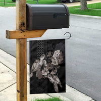 Hawaii Aloha Turtle Hibiscus and Leaves Garden Flag with Polynesian and Kakau Tattoos Black Color - Polynesian Pride