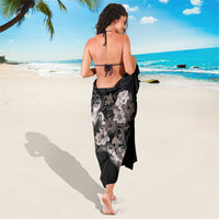 Hawaii Aloha Turtle Hibiscus and Leaves Sarong with Polynesian and Kakau Tattoos Black Color LT03 - Polynesian Pride