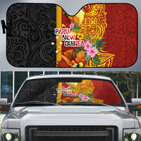 Papua New Guinea Independence Day Auto Sun Shade Birds-of-Paradise Melanesian Tattoos Tropical Plants LT03 Multicolor - Polynesian Pride