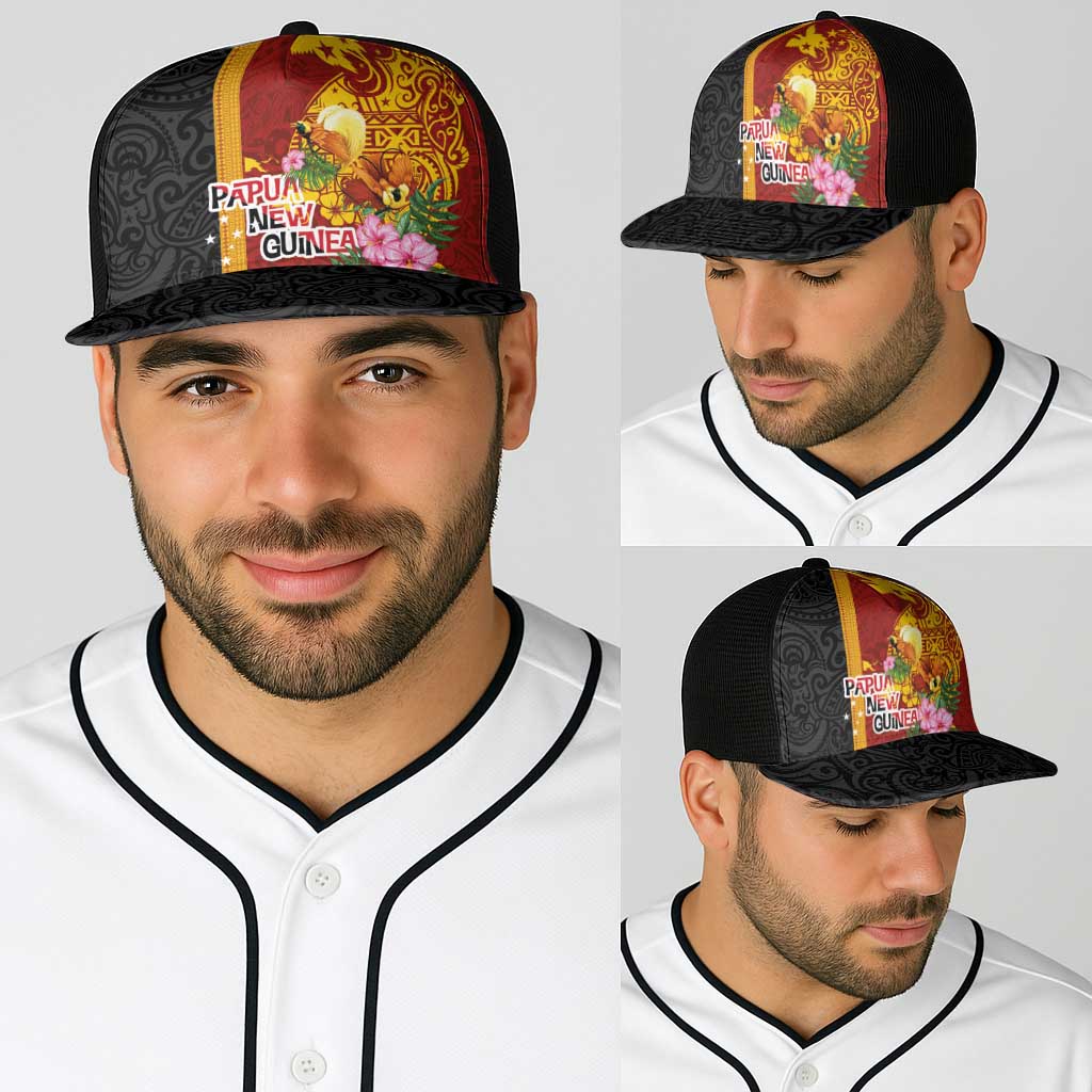 Papua New Guinea Independence Day Baseball Net Cap Birds-of-Paradise Melanesian Tattoos Tropical Plants LT03 - Polynesian Pride