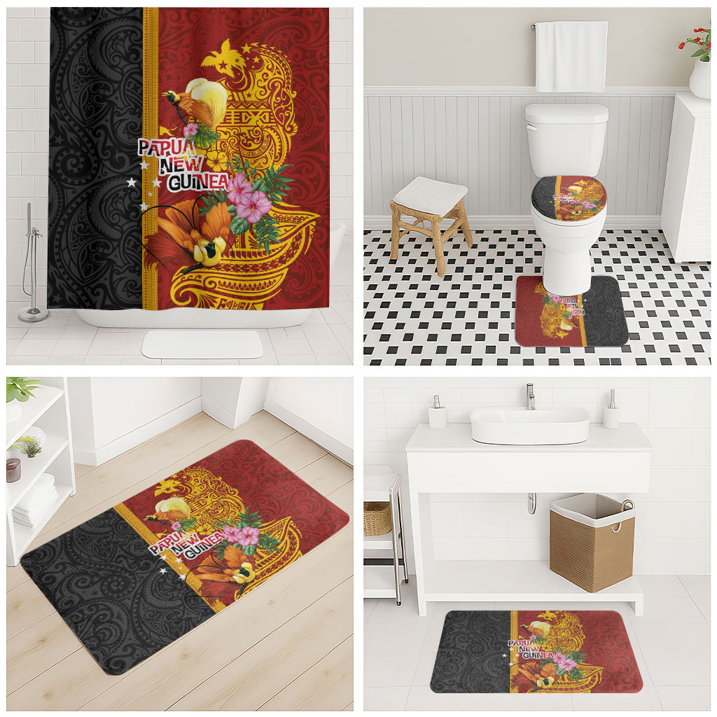 Papua New Guinea Independence Day Bathroom Set Birds-of-Paradise Melanesian Tattoos Tropical Plants LT03 - Polynesian Pride