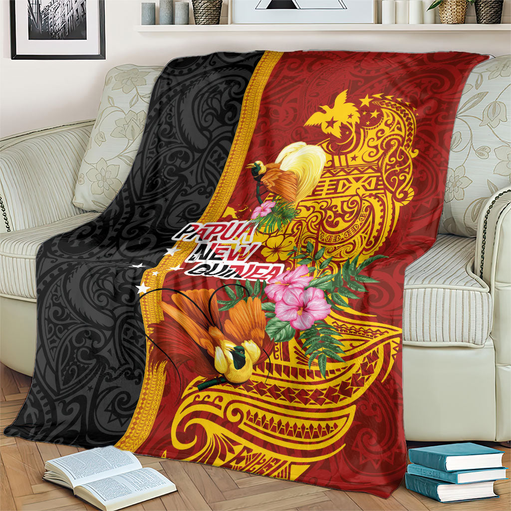 Papua New Guinea Independence Day Blanket Birds-of-Paradise Melanesian Tattoos Tropical Plants LT03 - Polynesian Pride