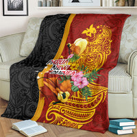 Papua New Guinea Independence Day Blanket Birds-of-Paradise Melanesian Tattoos Tropical Plants LT03 - Polynesian Pride
