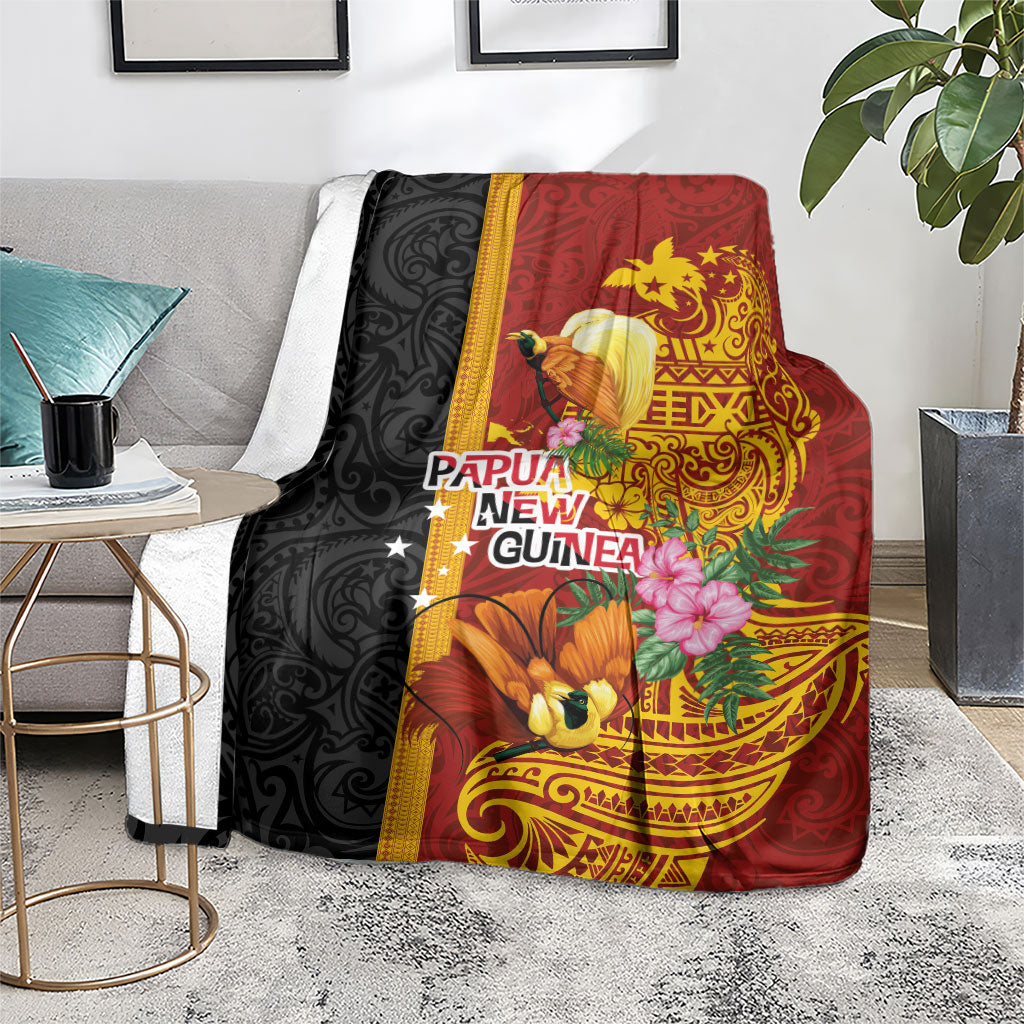 Papua New Guinea Independence Day Blanket Birds-of-Paradise Melanesian Tattoos Tropical Plants LT03 - Polynesian Pride