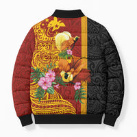 Papua New Guinea Independence Day Bomber Puffer Jacket Birds-of-Paradise Melanesian Tattoos Tropical Plants LT03 - Polynesian Pride