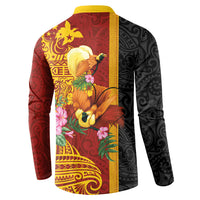 Papua New Guinea Independence Day Button Sweatshirt Birds-of-Paradise Melanesian Tattoos Tropical Plants LT03 - Polynesian Pride