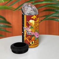 Papua New Guinea Independence Day 4 in 1 Can Cooler Tumbler Birds-of-Paradise Melanesian Tattoos Tropical Plants LT03 - Polynesian Pride