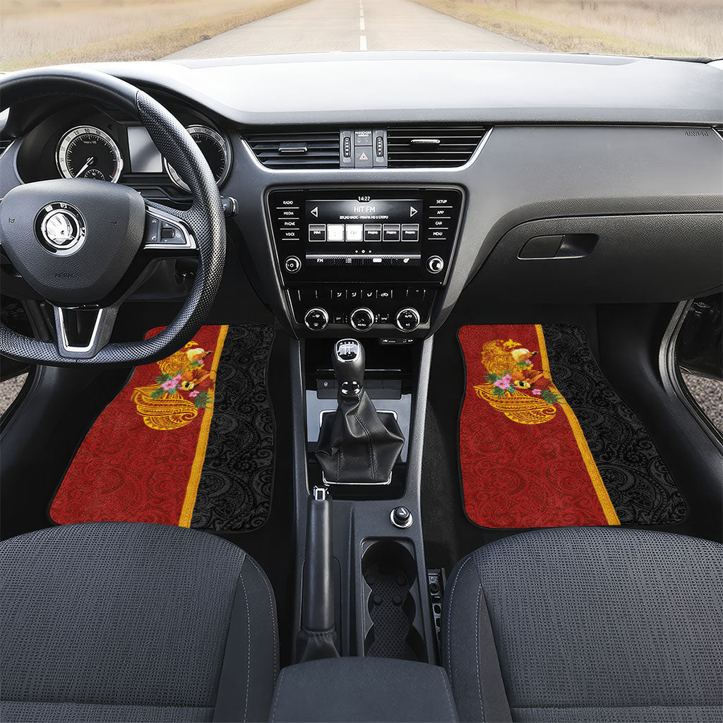 Papua New Guinea Independence Day Car Mats Birds-of-Paradise Melanesian Tattoos Tropical Plants LT03 Set 2pcs - Front Multicolor - Polynesian Pride