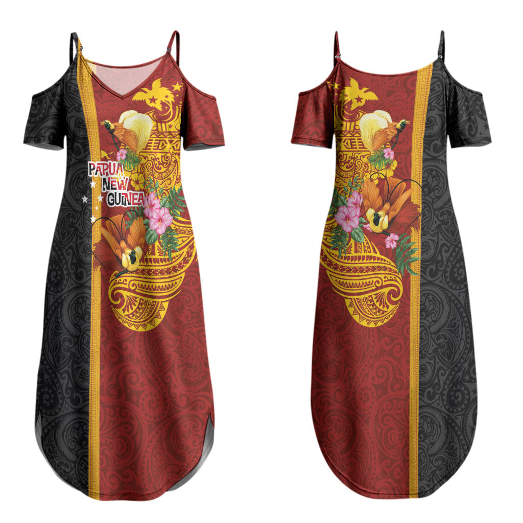 Papua New Guinea Independence Day Couples Matching Summer Maxi Dress and Hawaiian Shirt Birds-of-Paradise Melanesian Tattoos Tropical Plants LT03 - Polynesian Pride