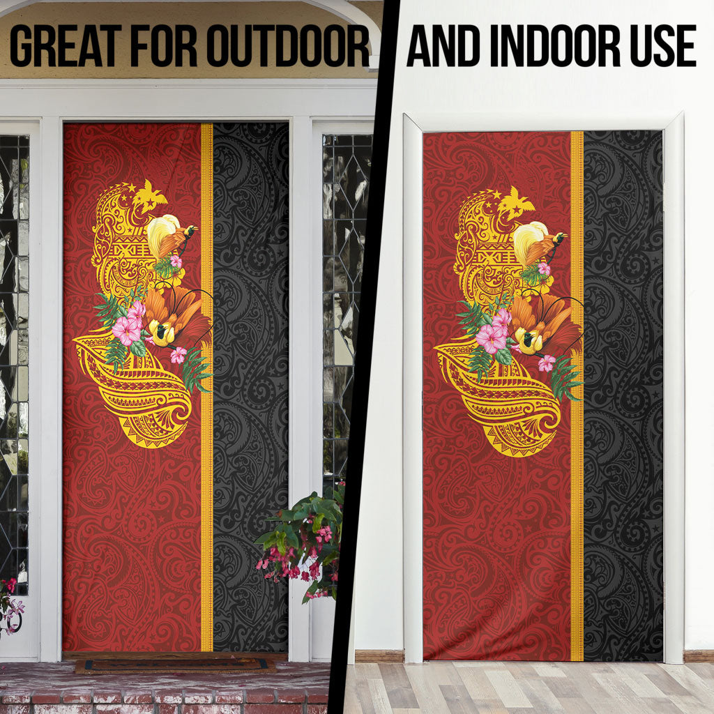 Papua New Guinea Independence Day Door Cover Birds-of-Paradise Melanesian Tattoos Tropical Plants LT03 - Polynesian Pride