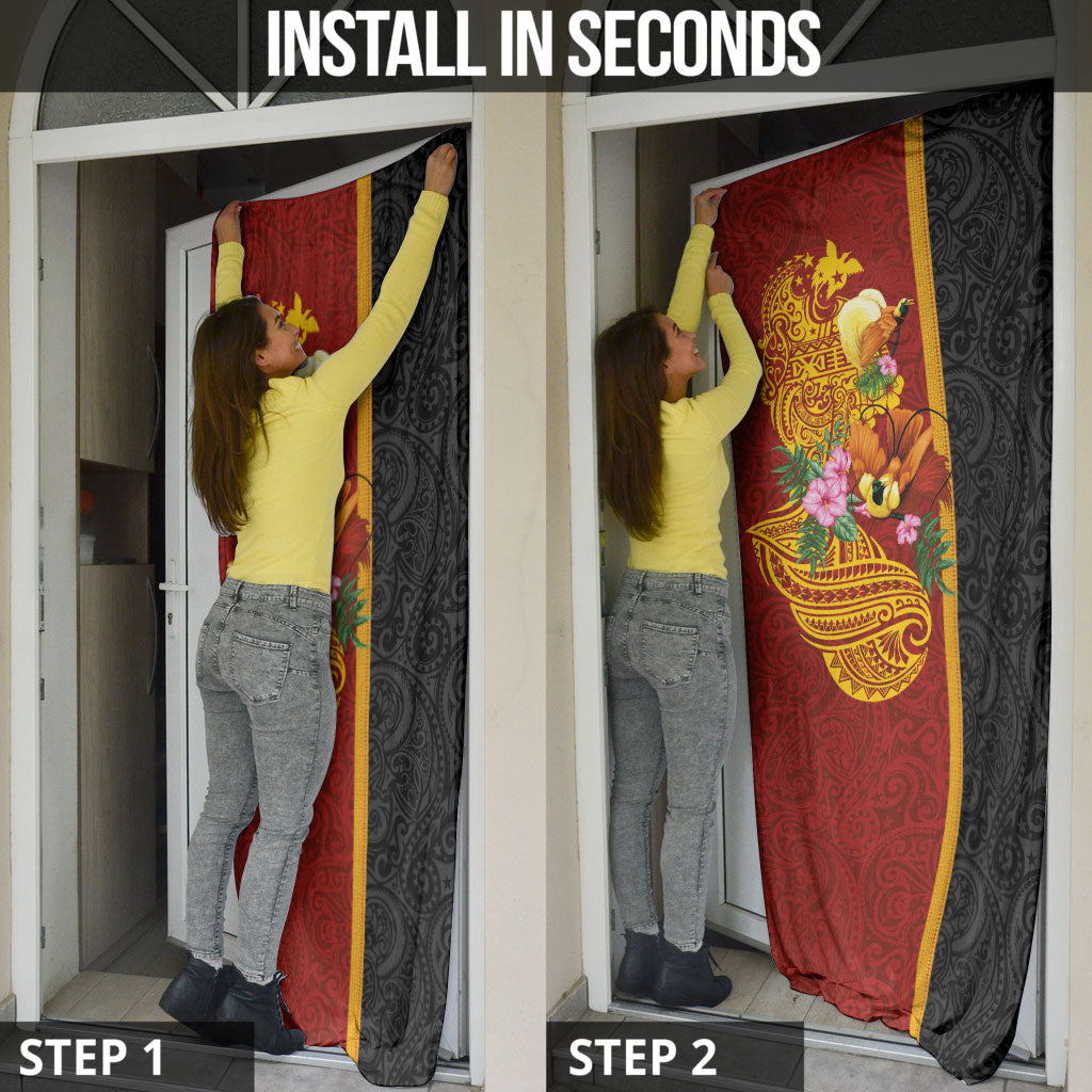 Papua New Guinea Independence Day Door Cover Birds-of-Paradise Melanesian Tattoos Tropical Plants LT03 - Polynesian Pride