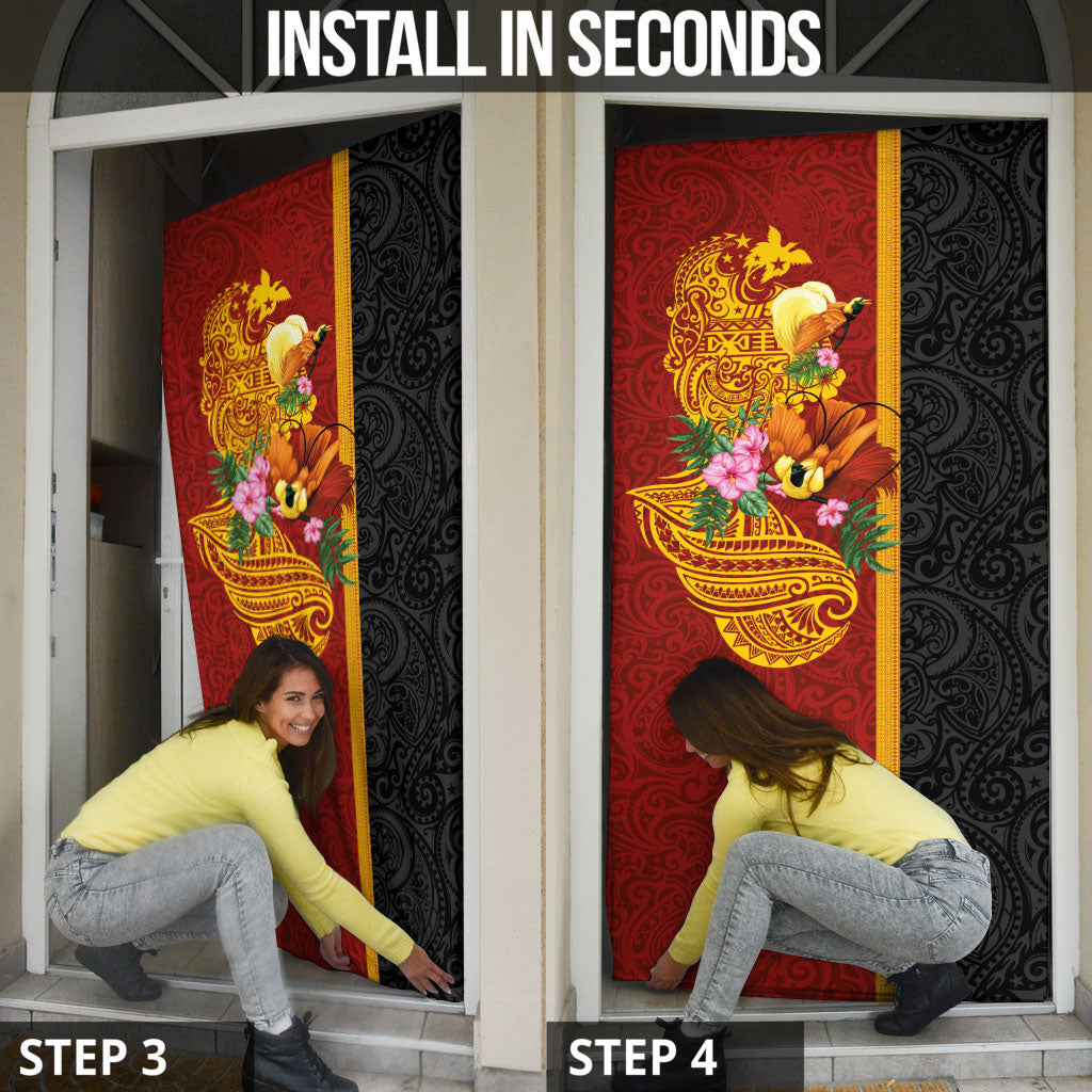 Papua New Guinea Independence Day Door Cover Birds-of-Paradise Melanesian Tattoos Tropical Plants LT03 - Polynesian Pride