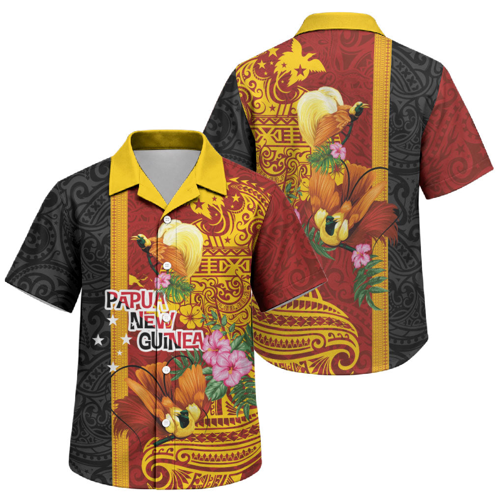 Papua New Guinea Independence Day Family Matching Mermaid Dress and Hawaiian Shirt Birds-of-Paradise Melanesian Tattoos Tropical Plants LT03 Son's Shirt Multicolor - Polynesian Pride