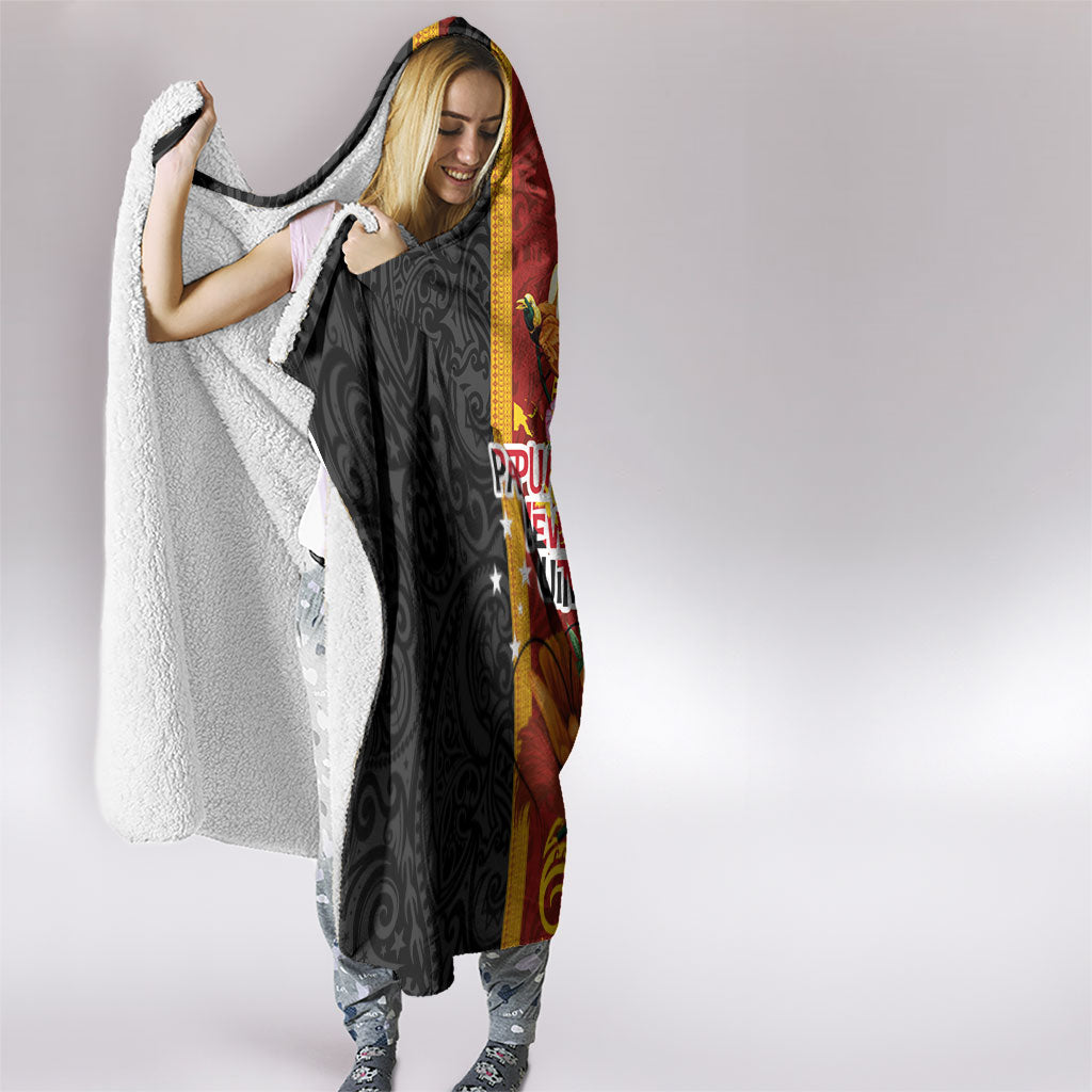 Papua New Guinea Independence Day Hooded Blanket Birds-of-Paradise Melanesian Tattoos Tropical Plants LT03 - Polynesian Pride