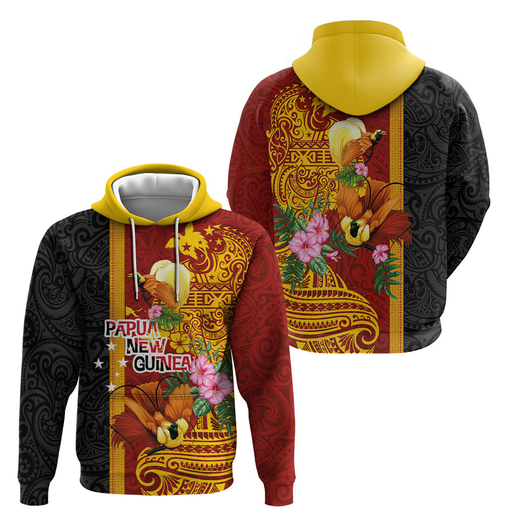 Papua New Guinea Independence Day Hoodie Birds-of-Paradise Melanesian Tattoos Tropical Plants LT03 - Polynesian Pride