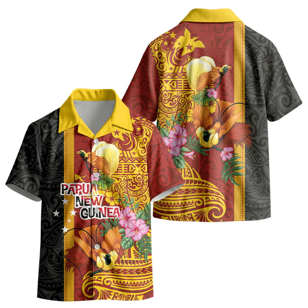 Papua New Guinea Independence Day Kid Hawaiian Shirt Birds-of-Paradise Melanesian Tattoos Tropical Plants LT03 - Polynesian Pride
