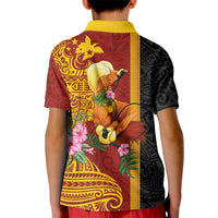 Papua New Guinea Independence Day Kid Polo Shirt Birds-of-Paradise Melanesian Tattoos Tropical Plants LT03 - Polynesian Pride