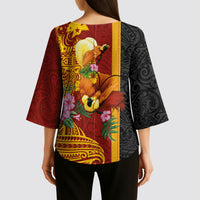 Papua New Guinea Independence Day Kimono Sleeve Blouse Birds-of-Paradise Melanesian Tattoos Tropical Plants LT03 - Polynesian Pride