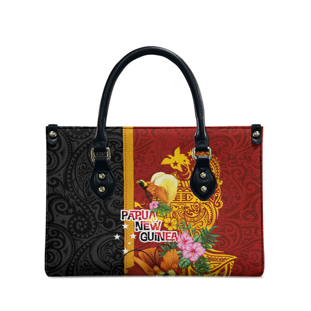 Papua New Guinea Independence Day Leather Bag Birds-of-Paradise Melanesian Tattoos Tropical Plants LT03 - Polynesian Pride