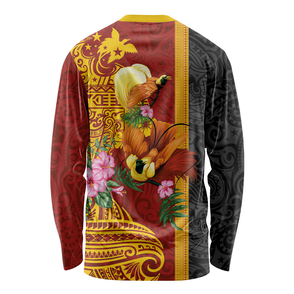 Papua New Guinea Independence Day Long Sleeve Shirt Birds-of-Paradise Melanesian Tattoos Tropical Plants LT03 - Polynesian Pride