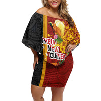 Papua New Guinea Independence Day Off Shoulder Short Dress Birds-of-Paradise Melanesian Tattoos Tropical Plants LT03 Women Multicolor - Polynesian Pride