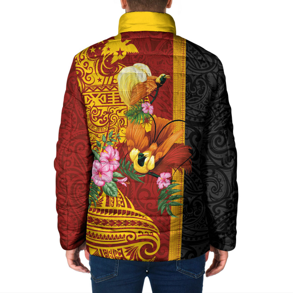 Papua New Guinea Independence Day Padded Jacket Birds-of-Paradise Melanesian Tattoos Tropical Plants LT03 - Polynesian Pride