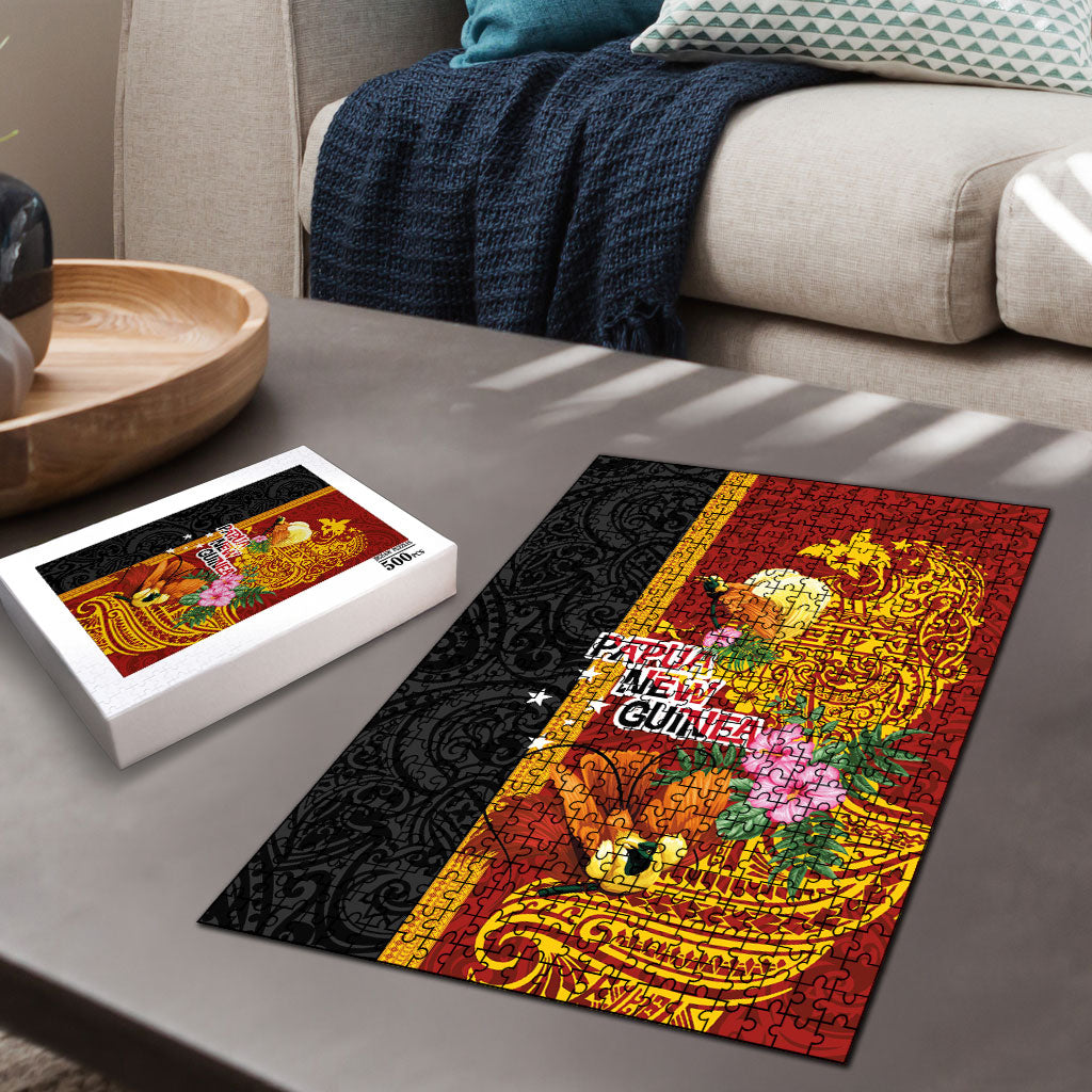 Papua New Guinea Independence Day Puzzle Birds-of-Paradise Melanesian Tattoos Tropical Plants LT03 - Polynesian Pride