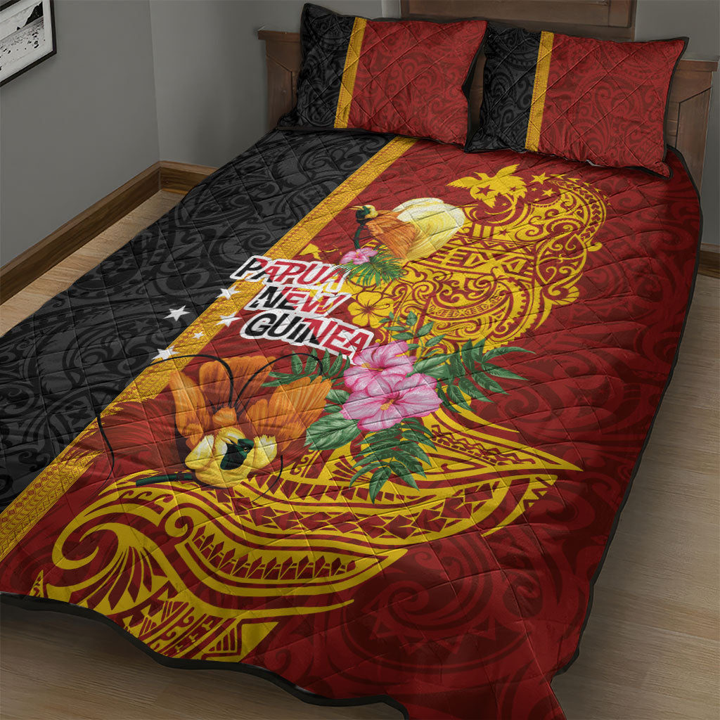Papua New Guinea Independence Day Quilt Bed Set Birds-of-Paradise Melanesian Tattoos Tropical Plants LT03 - Polynesian Pride