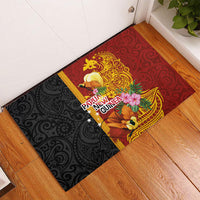 Papua New Guinea Independence Day Rubber Doormat Birds-of-Paradise Melanesian Tattoos Tropical Plants LT03 - Polynesian Pride