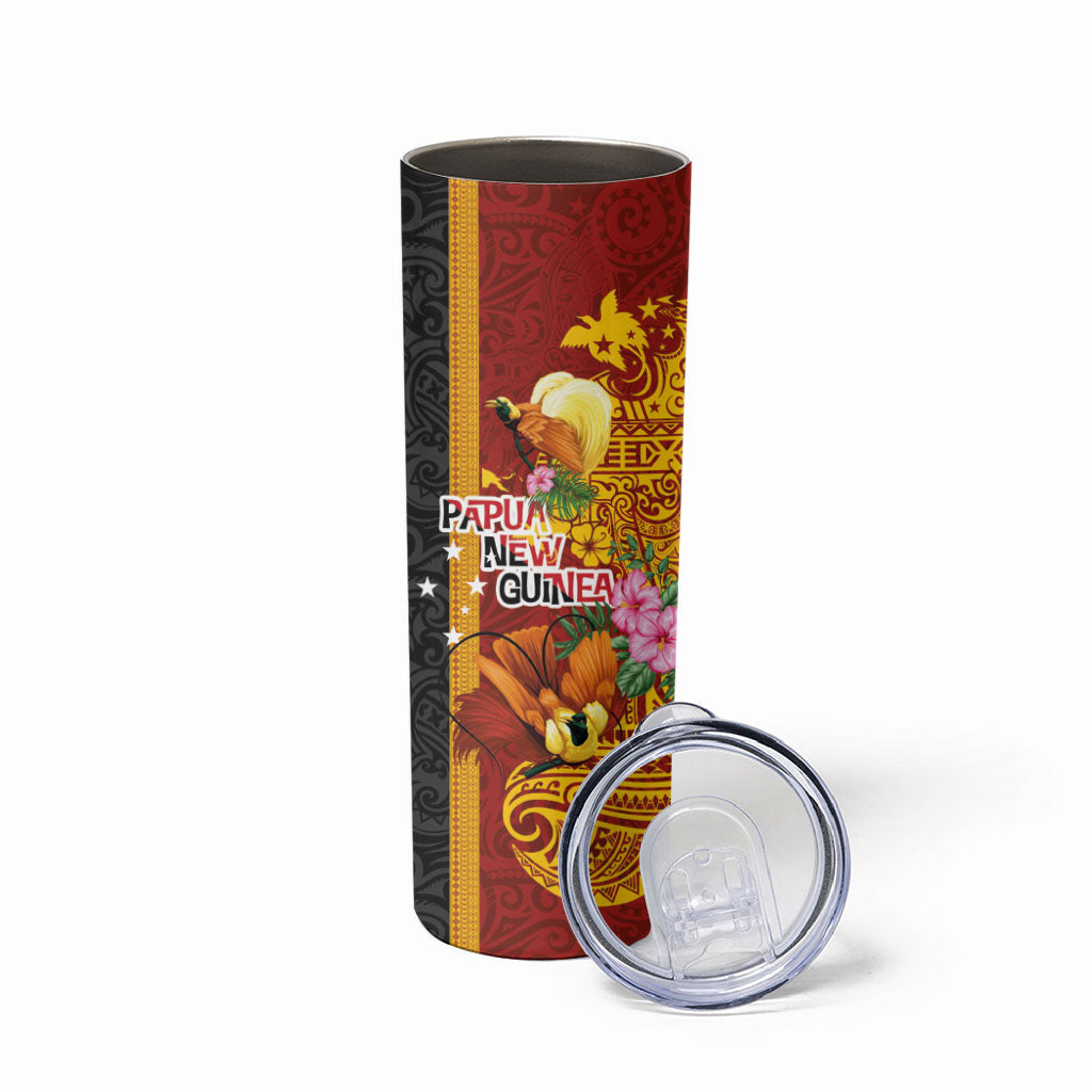 Papua New Guinea Independence Day Skinny Tumbler Birds-of-Paradise Melanesian Tattoos Tropical Plants LT03 - Polynesian Pride