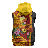 Papua New Guinea Independence Day Sleeveless Zip Hoodie Birds-of-Paradise Melanesian Tattoos Tropical Plants LT03 - Polynesian Pride