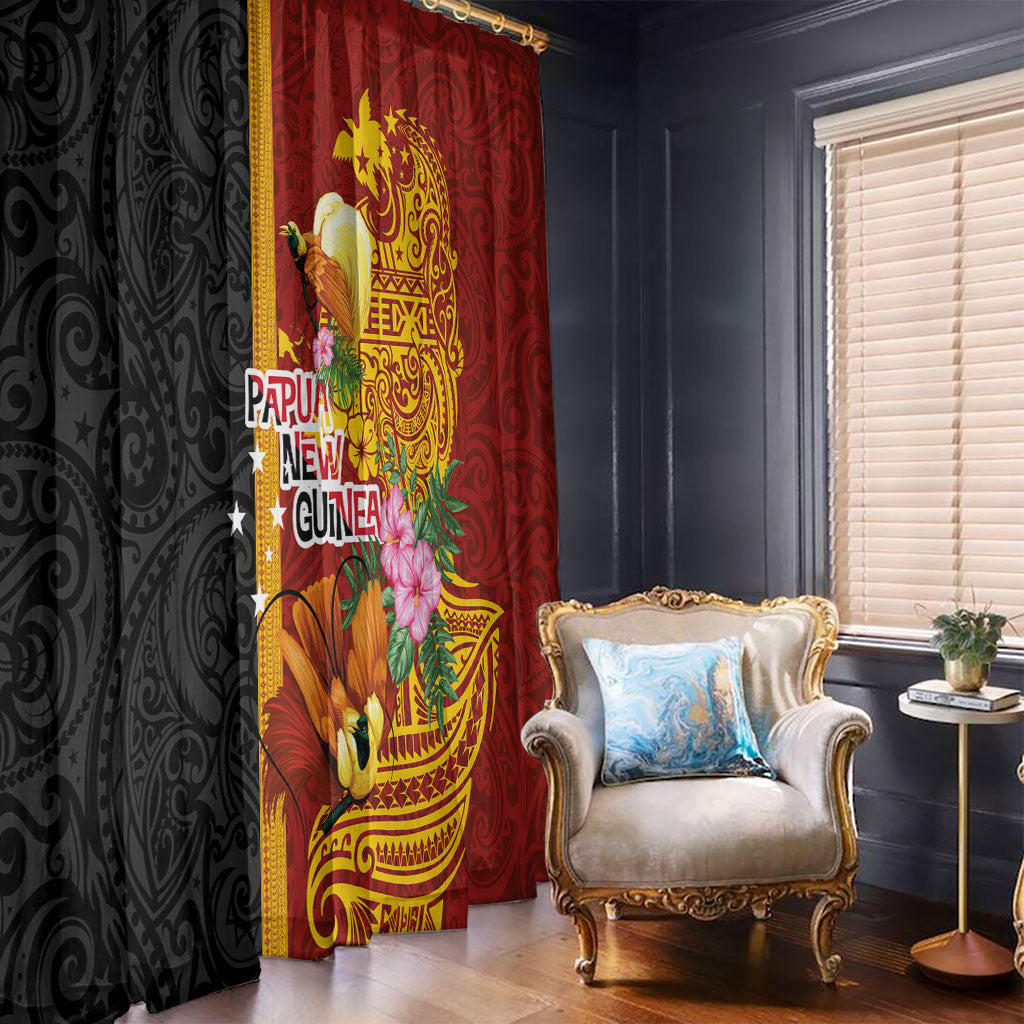 Papua New Guinea Independence Day Window Curtain Birds-of-Paradise Melanesian Tattoos Tropical Plants LT03 - Polynesian Pride